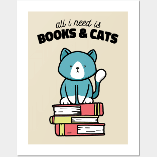 Books and Cats Posters and Art